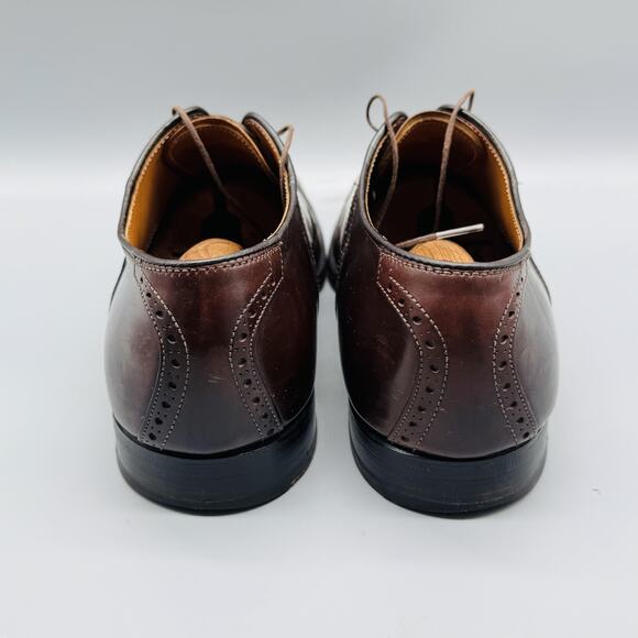 Alden Shoes Mens 10 Brown Leather Oxford Brogue Cap Toe Shell Cordovan Lace Up - Picture 7 of 12